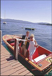A stunning bride arrives by Riva